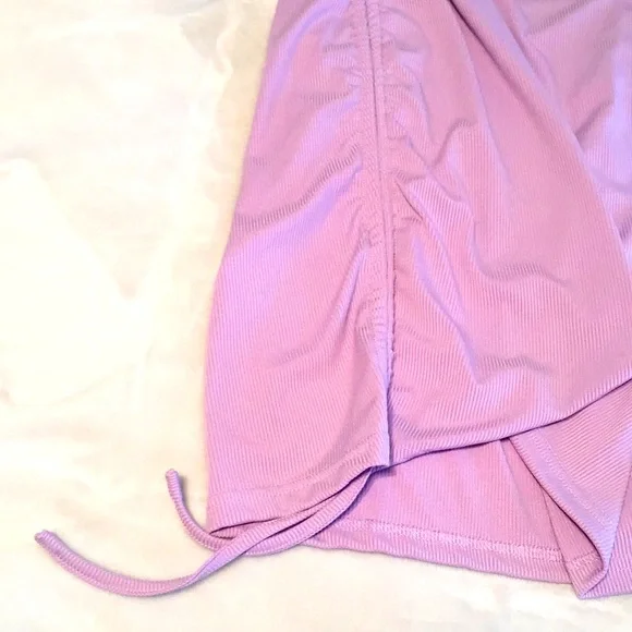 Lilac Ruched Drawstring Side Ribbed Dress - Picture 6 of 7